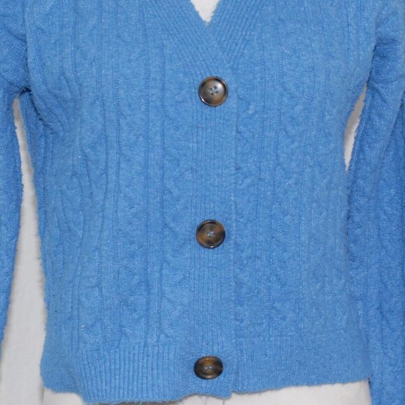 Pink Rose Womens Small Sweater Cardigan with Buttons Cropped GUC 19” pit to pit - Picture 2 of 7